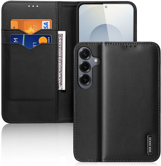 Case Samsung Galaxy S26 5g Dux Ducis Hivo Series Flip Wallet Genuine Leather Black Rfid Wallet Stand