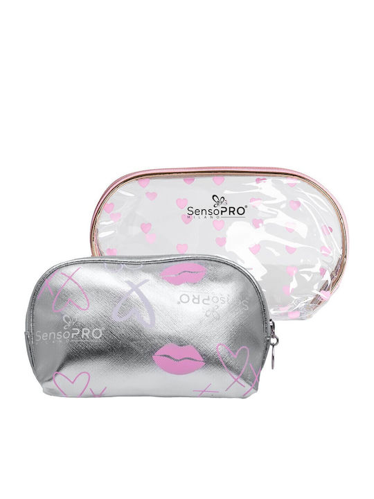 Travel Transparent Silver Makeup Bag Sensopro Universe Set 2 Pcs