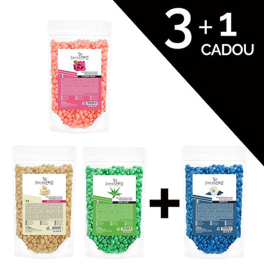 Set 3+1 Free Elastic Wax Granules Sensopro Milano Mix Pack 100g