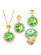 Verorama Set with Necklace Earrings & Ring Gold Plated Silver with Stones