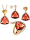 Verorama Set with Necklace Earrings & Ring from Gold Plated Silver with Stones