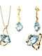 Verorama Set with Necklace Earrings & Ring Gold Plated Silver with Stones