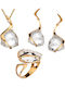Verorama Set with Necklace Earrings & Ring from Gold Plated Silver with Stones