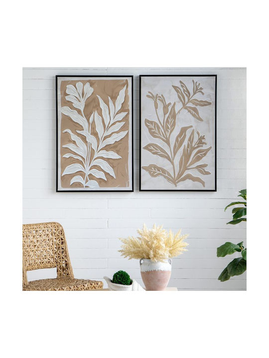 Artekko Canvasia Μπεζ Πίνακες Καμβά Μαύρη Κορνίζα 60x3.6x90 Cm 2pcs 60cm X 3.6cm X 90cm