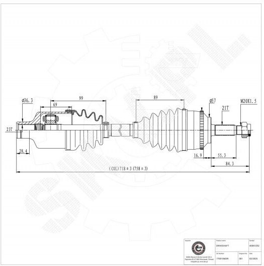Ημιαξόνιο Renault Clio Ii Kangoo Thalia I Εμπρός Δεξιά 7700106009