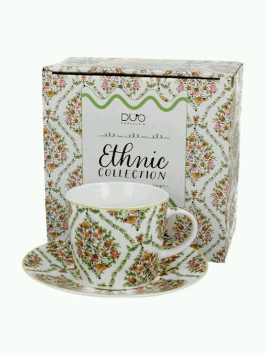 Φλιτζάνι 250ml Πιατάκι Κουτί Duo Ethnic Collection Fiori