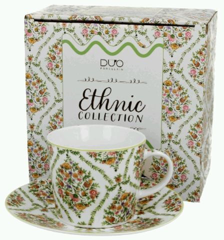 Tasse 250ml Untertasse Box Duo Ethnic Collection Fiori
