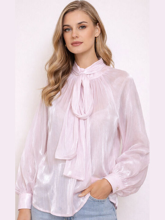 Women's Sleeveless Blouse with Zipper Neckline Pink