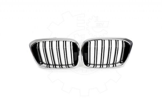 Μάσκα Ψυγείου Bmw X3 G01 Σετ Αριστερή Ή Δεξιά Διπλή Λωρίδα Μαύρο Χρώμιο 51138469959