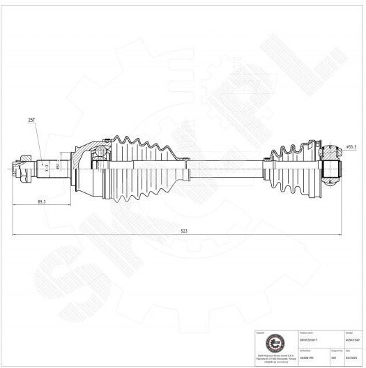 Arbore De Transmisie Fiat Doblo Față Dreapta 46308199