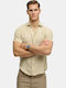 Short Sleeve Linen Shirt in Regular Fit Beige