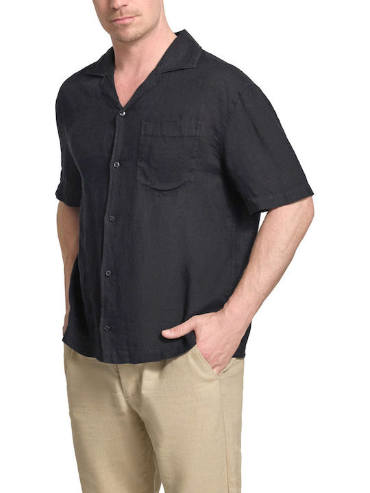 Hugo Short Sleeve Linen Shirt Black