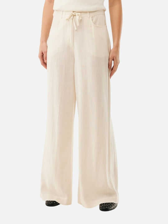 Mexx Women's Fabric Trousers Ecru