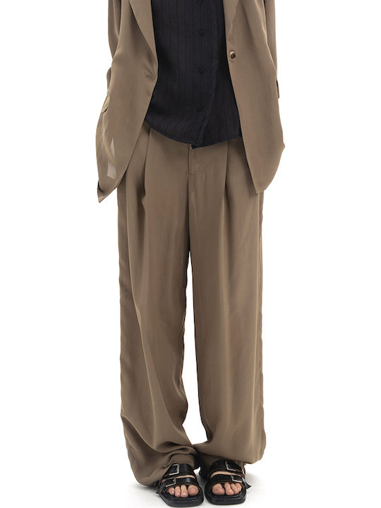 Black n Black Women's High Rise Pantaloons in Wide Leg Style Khaki Black n Black Women's High Rise Pantaloons in Wide Leg Style Khaki
