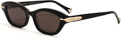 Zeus & Dione Paros Unisex Sunglasses with Black Horn-Rimmed Frame and Black Lens PAROS C1