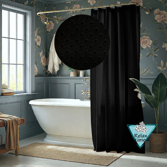 Home Duschvorhang Stoff 180x200cm Schwarzer 53.0014 Home Duschvorhang Stoff 180x200cm Schwarzer 53.0014