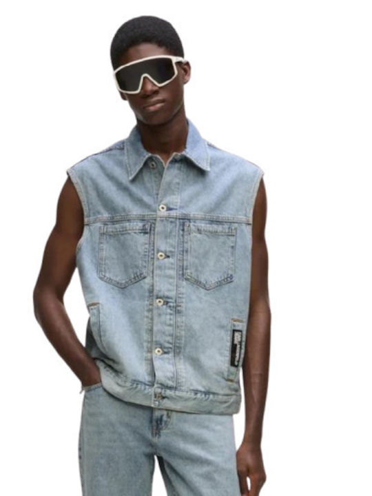 Karl Lagerfeld Sleeveless Denim Jacket Blue