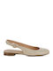 Flat Leather Mules in Beige Color