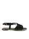 Leather Women's Flat Sandals Black