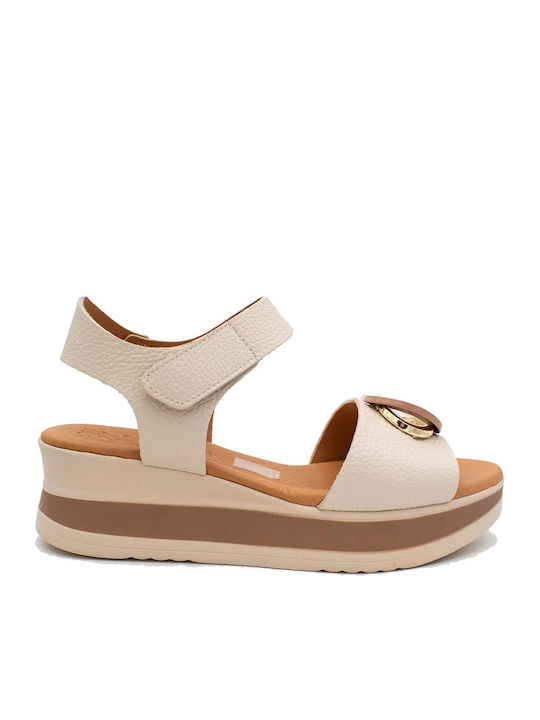 Leder Flache Damen Sandalen Weiß