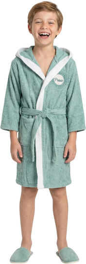 Minilori Baby Kids Bathrobe Green with Hood