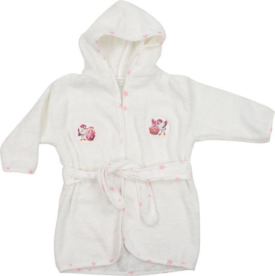 Papillon Kids Kids Bathrobe White Hooded