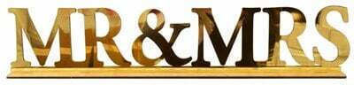 Plexiglass Sign Stand Mr & Mrs 56x11.5cm Gold