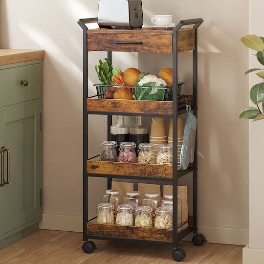Vasagle Metal Kitchen Trolley 4 Tiers Brown 46.2x30x96.1cm