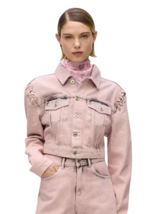 Short Women's Jean Jacket Pink