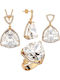 Verorama Set with Necklace Earrings & Ring from Gold Plated Silver with Stones