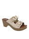 Leder Flache Damen Sandalen Flatforms Gold