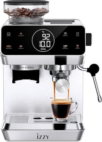 Izzy Automatic Espresso Machine 1500W 20bar Pressure with Grinder Black IZ-6029