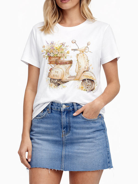 Women's T-shirt Floral White