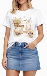 Agape Women's T-shirt Floral White