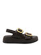 Leder Flache Sandalen Für Damen Braun