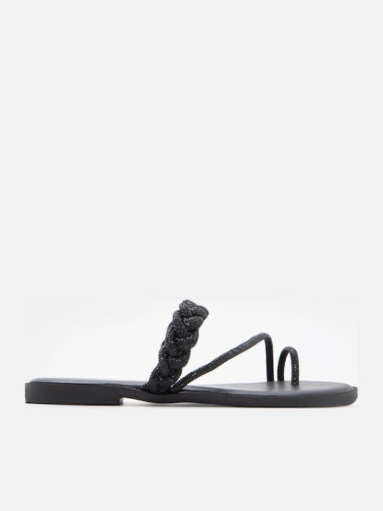 Luigi Women's Black Flat Sandals