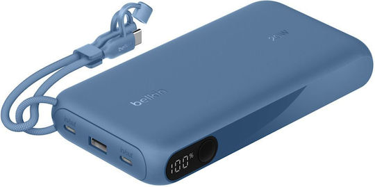 Belkin Power Bank 20000mAh 20W with USB-A Port and 2 USB-C Power Delivery Ports Blue