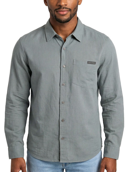Calvin Klein Long Sleeve Linen Shirt in Regular...