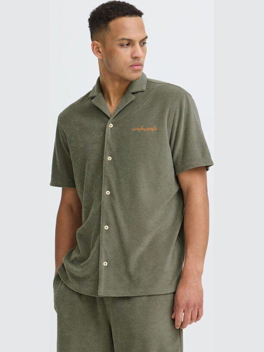 Blend Short Sleeve Shirt In Regular Fit Green