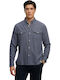 Herrenhemden Langärmeliges Overshirt Blau