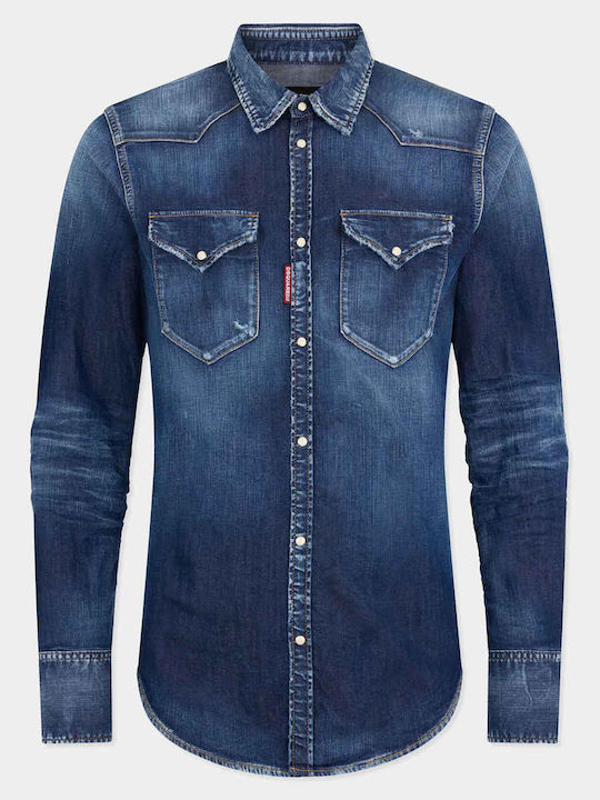 Dsquared2 Τζιν Πουκάμισο Μπλε