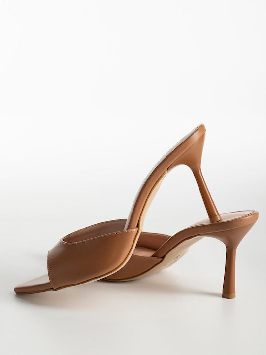 Bozikis Mules With Thin High Heel In Tabac Brow...