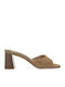 Suede Mules με Ψηλό Τακούνι σε Πράσινο Χρώμα