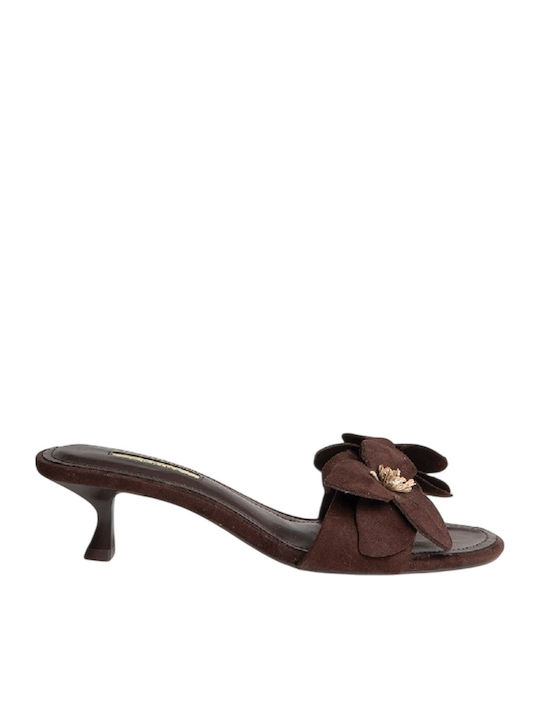 Mules with Low Heel in Brown Colour