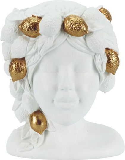 Figure Woman Lemon Polyresin White Gold 16x14x19.7cm