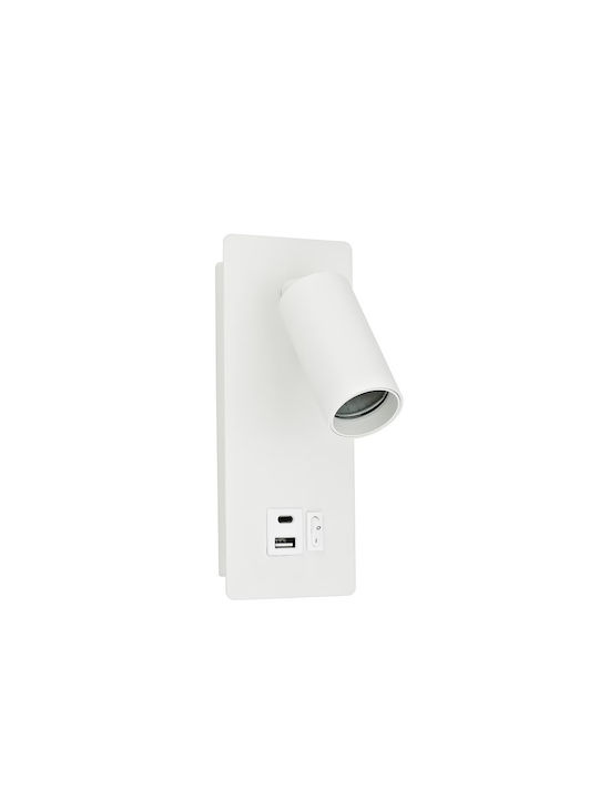 Eurolamp Arte Illumina Wandleuchte mit USB-Anschluss Weiß 4x8cm