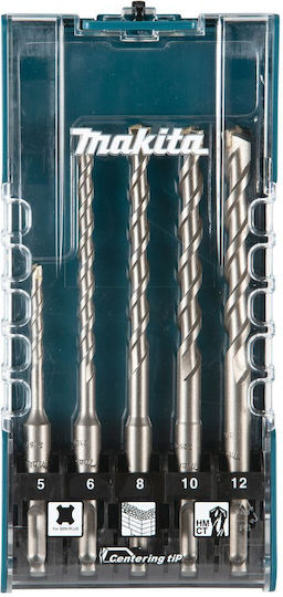 Makita Σετ 5 Τρυπάνια Καρβιδίου με SDS Plus Στέλεχος για Δομικά Υλικά