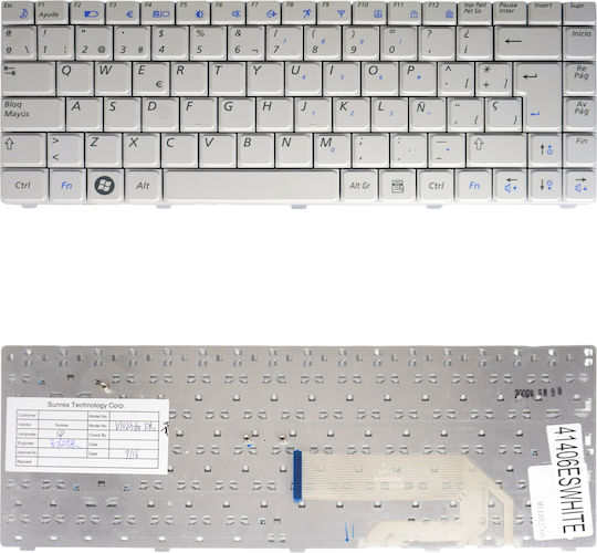 Spanish Keyboard for Laptop Samsung X420 X418 NP-X420 NP-X418 BA59-02605D BA59-02719A HMB5206GSC00 V102360DS1 V102360CS1 CNBA5902604 ES White Code 41406eswhite