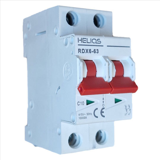 Helios Automatischer Leistungsschalter 10A Bipolar AC MCB10A2P