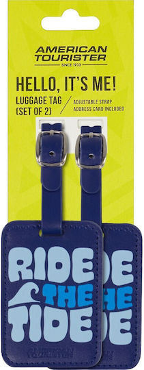 American Tourister Luggage Label Blue 2 Pieces